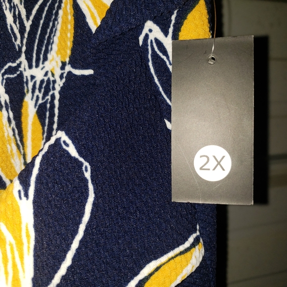 3X Plus Size Womens Spring Dress floral blue yellow new - Picture 3 of 6